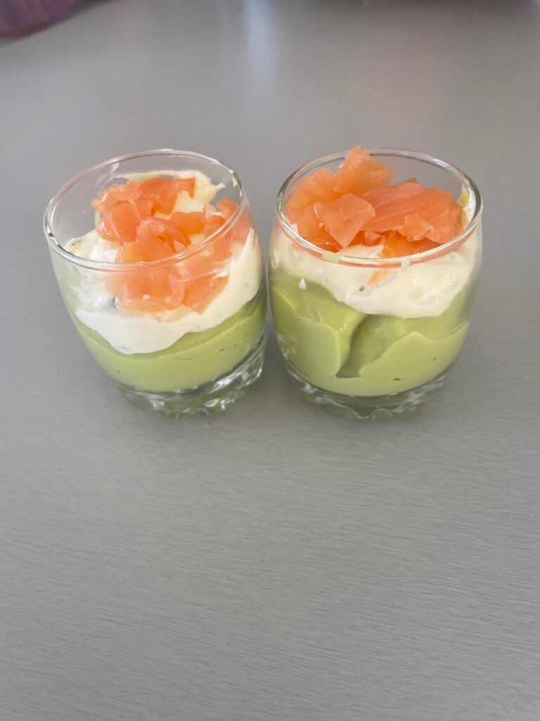 recette verrine avocat saumon sans gluten sans lait de vache